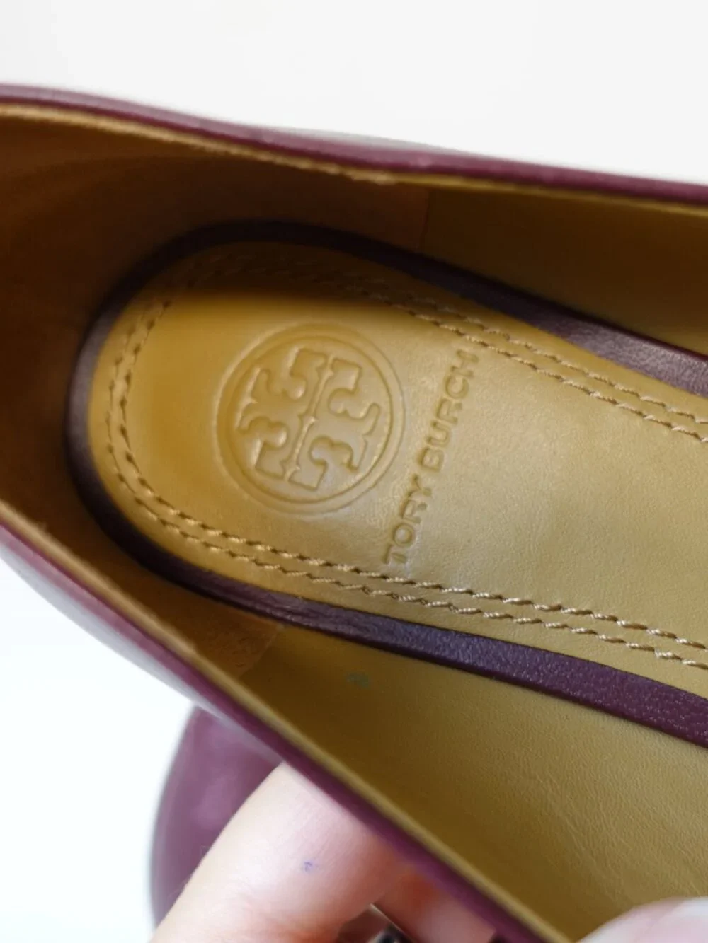 Tory Burch Burgundy Leather Cap Toe Reva Ballet Flats Size 8